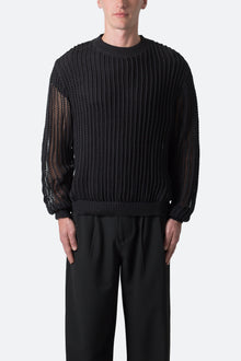 Mesh Knit Sweater | Black