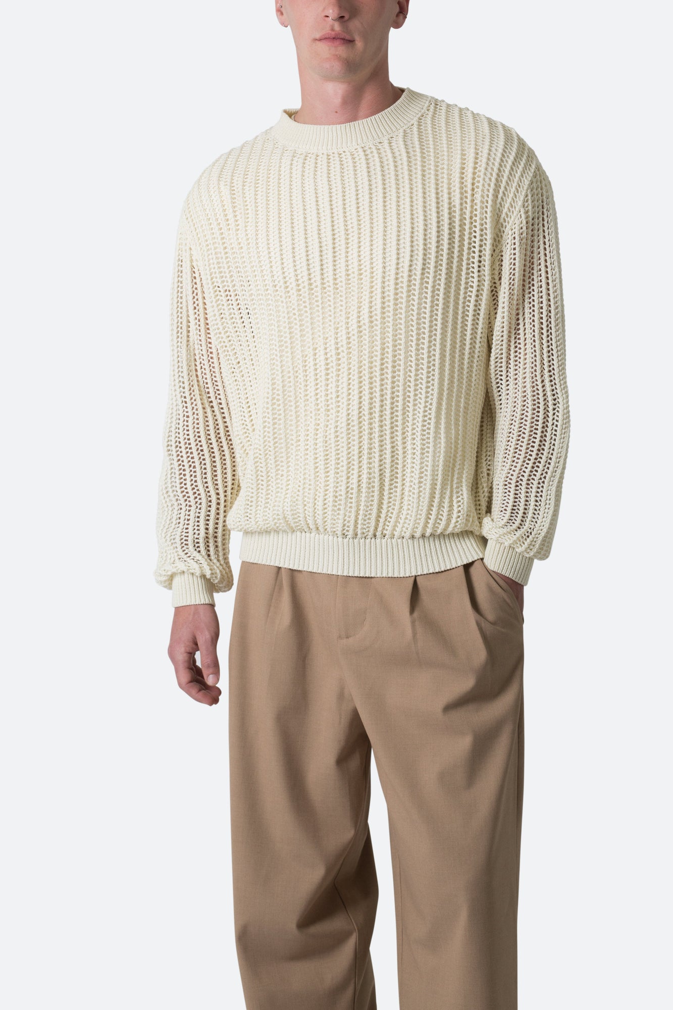Mesh Knit Sweater | Cream