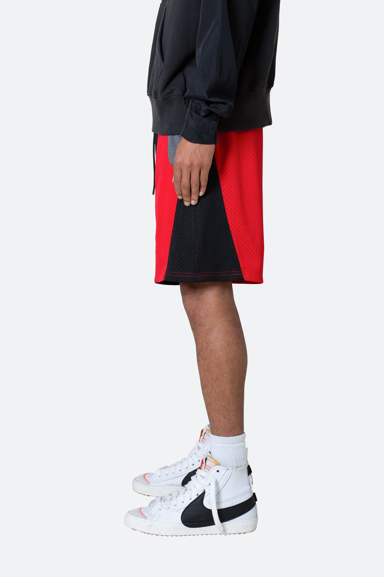 Mesh Paneled Shorts | Black x Red