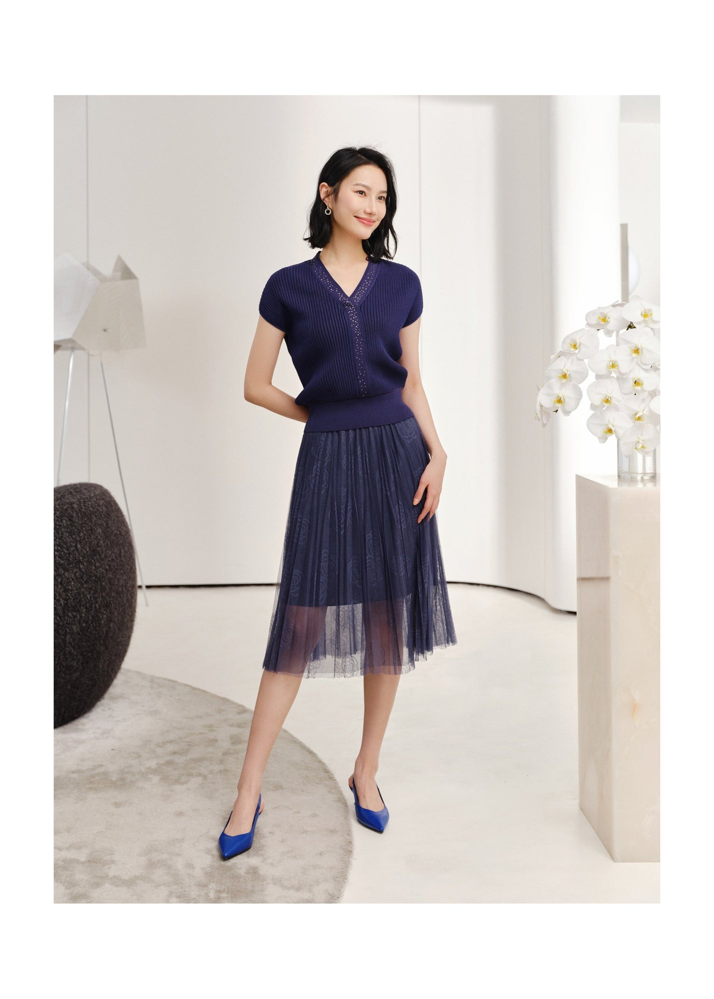 Mesh Skirt | Navy