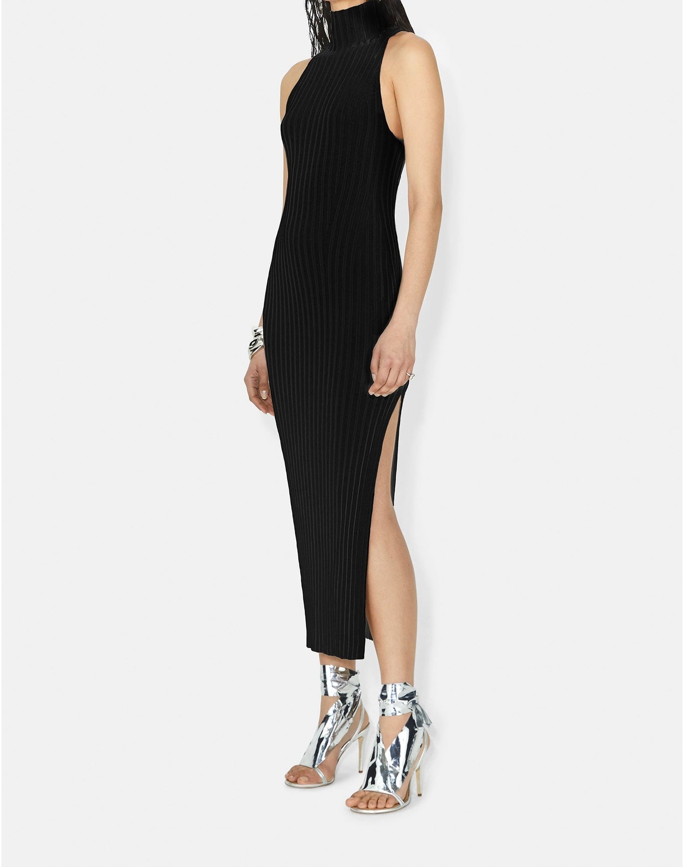 Metallic Rhea Turtleneck Dress | Black