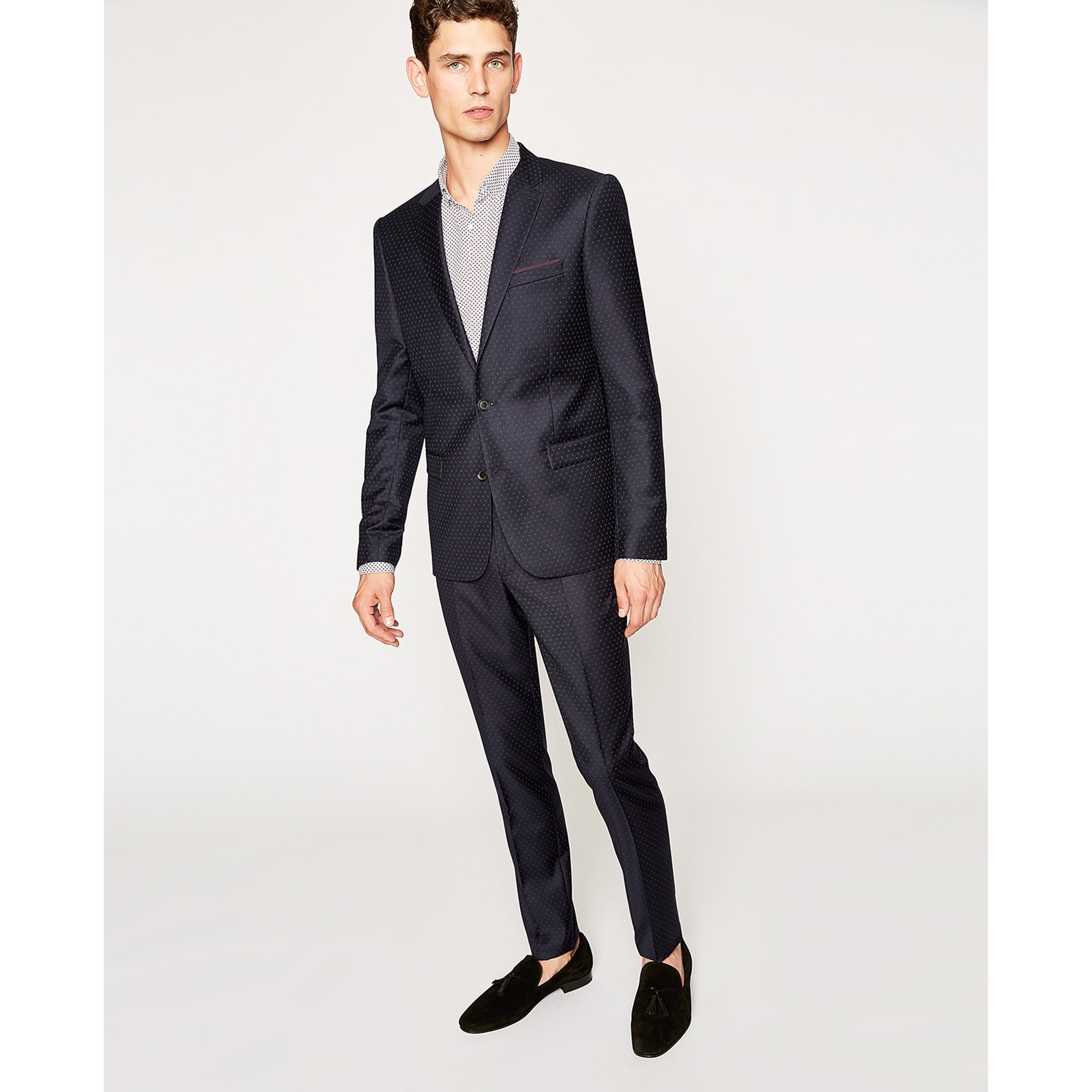 Micro-Motifs Suit Trousers | Men | Navy Blue