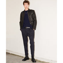 Midnight Blue Slim Fit Trousers With Chain | Men | Navy