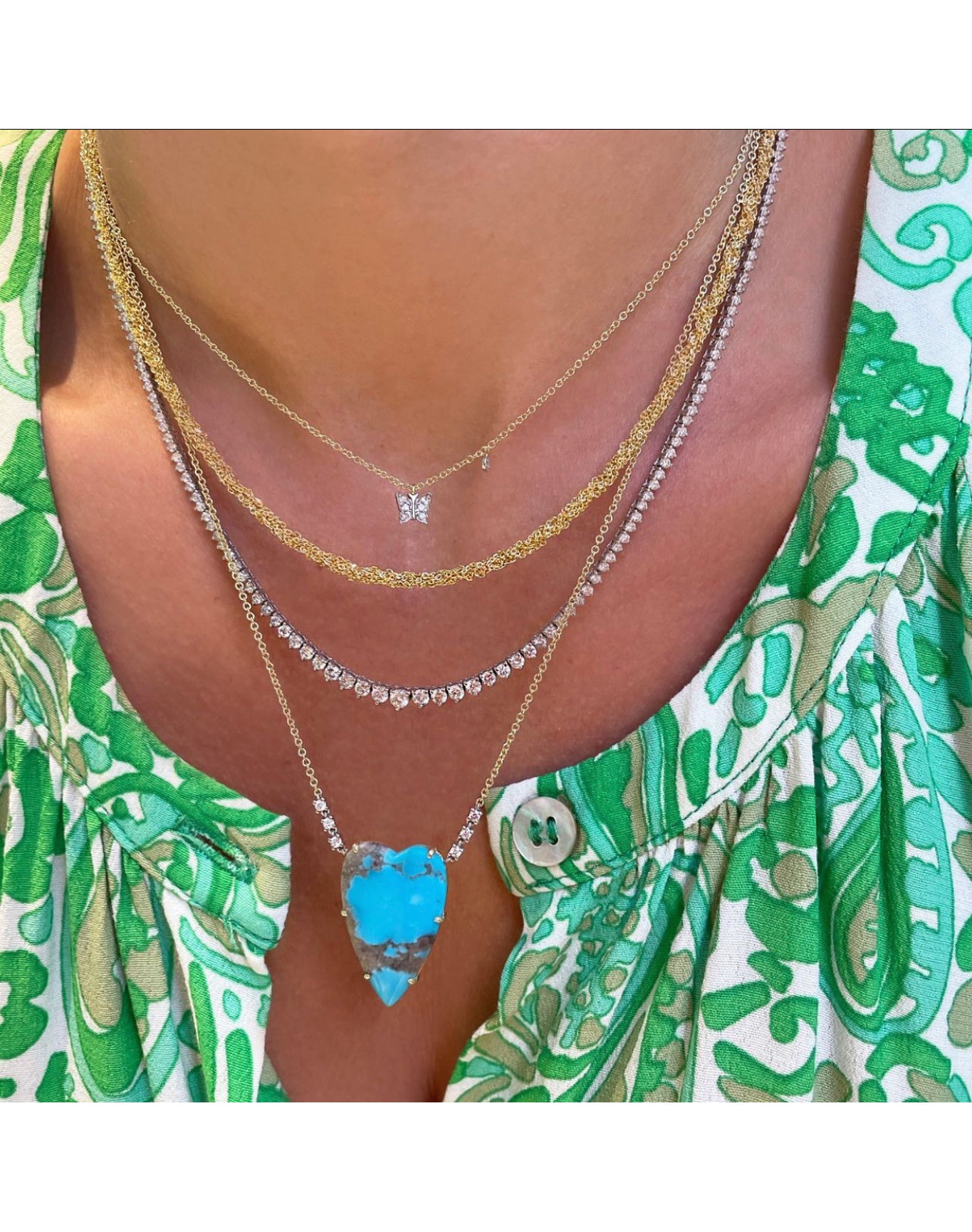 Mini Butterfly Necklace | 14K Two Tone Gold