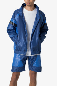 Mock Neck Nylon Jacket | Navy