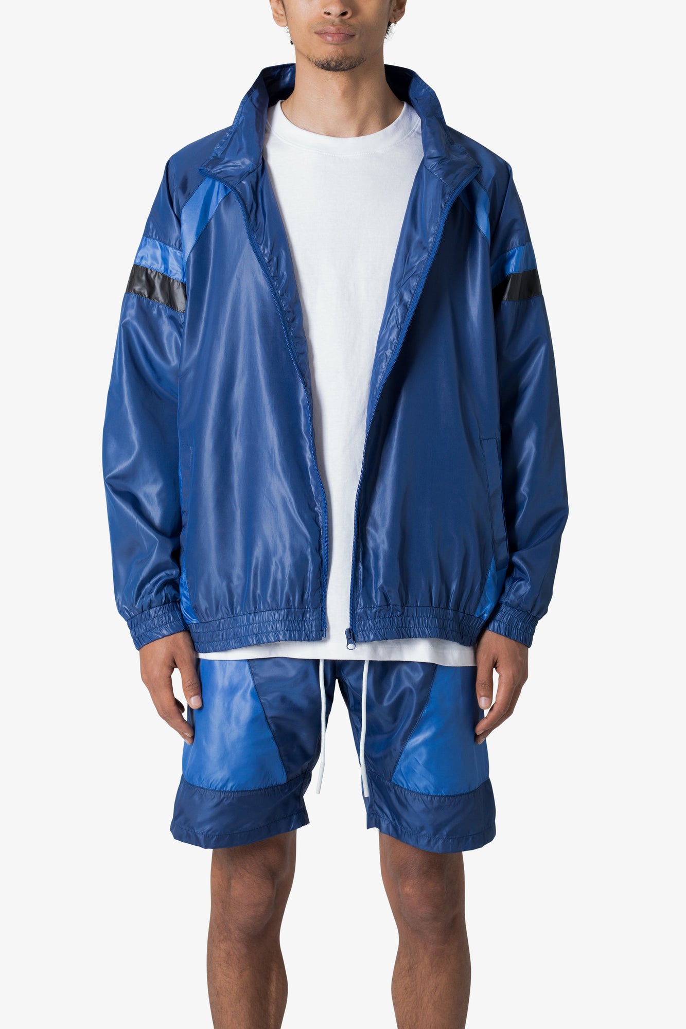 Mock Neck Nylon Jacket | Navy