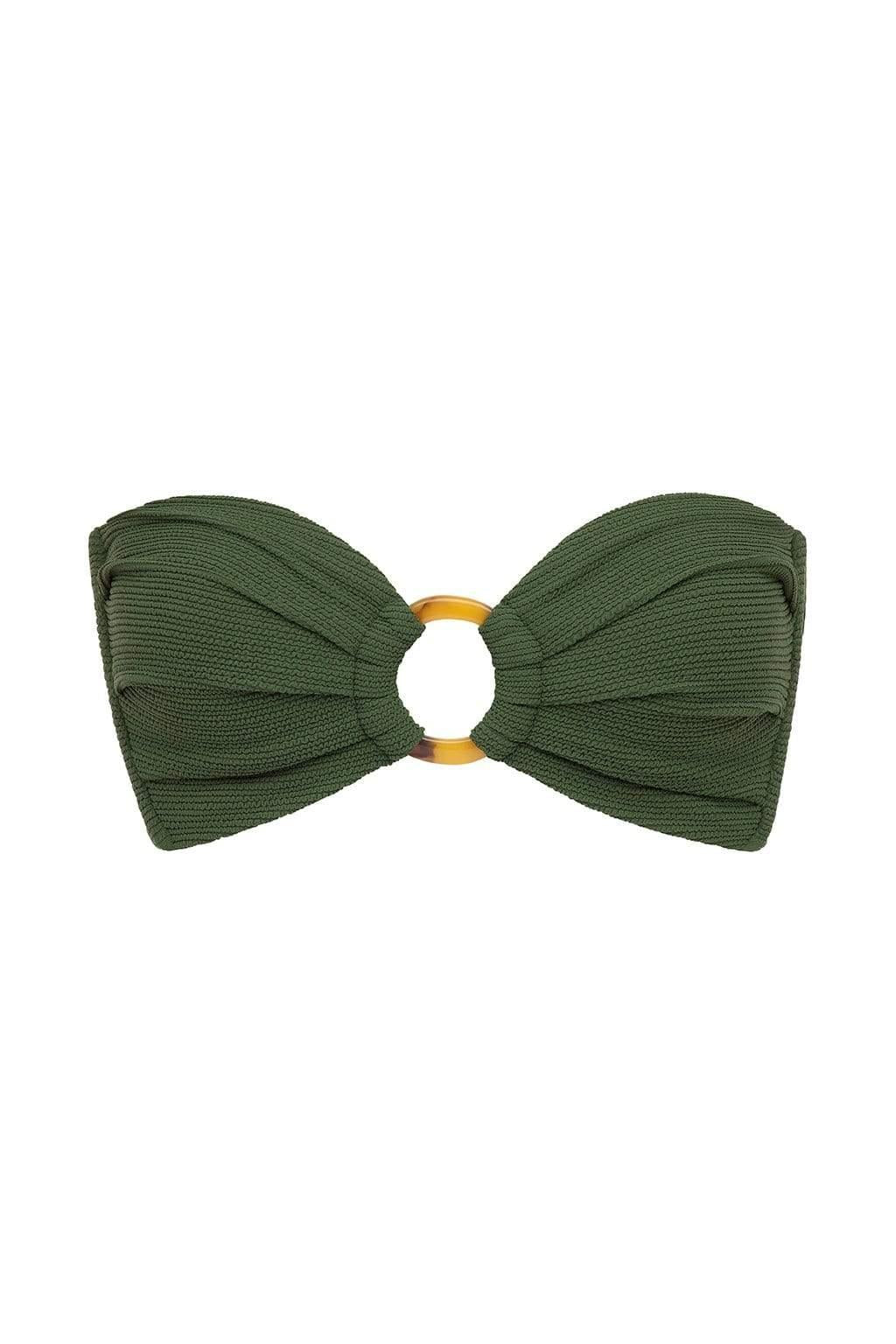 Tori Bandeau Bikini Top | Olive Micro Scrunch