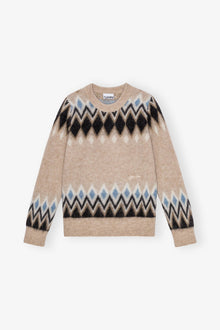 Multicolour Fine Brushed Alpaca Jumper | Latte