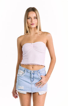 Muse Strapless Top | Pink and White Polka Dot