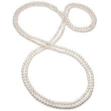 Womens | 7-8mm Round White Freshwater Pearl | Multi Strand Necklace | Nylon Thread