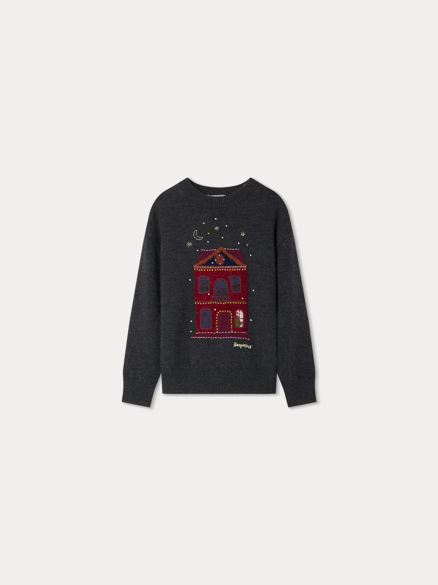 Girl | Anumati Christmas Patterned Sweater | Heathered Gray
