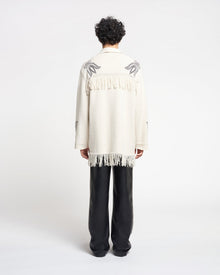 Dillian Embroidered Textured-Linen Cardigan | Natural/Black