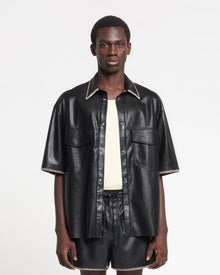 Mens | Mance Raffia-Trimmed Okobor Alt-Leather Jacket | Black