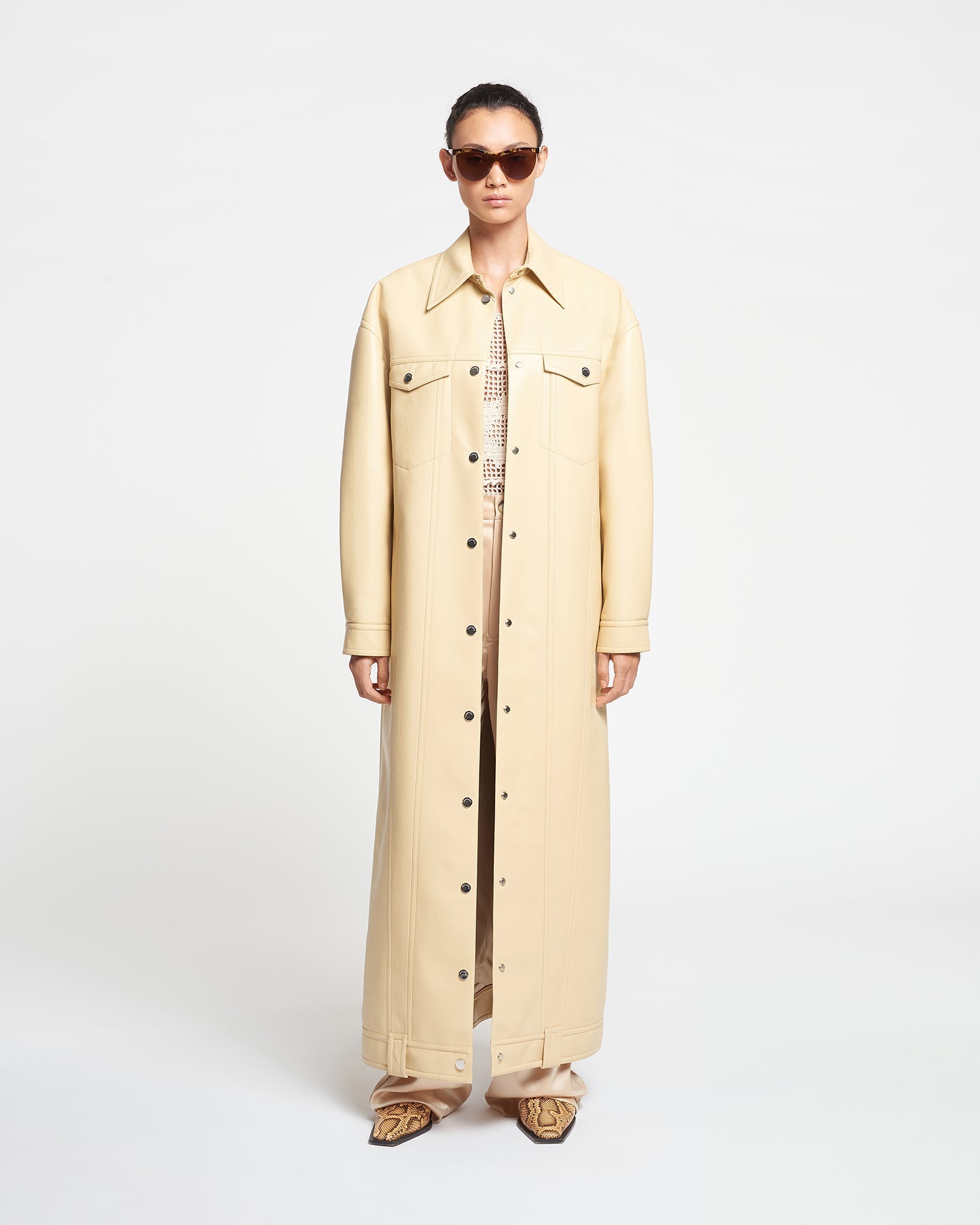 Keano Regenerated Leather Coat | Vintage Creme