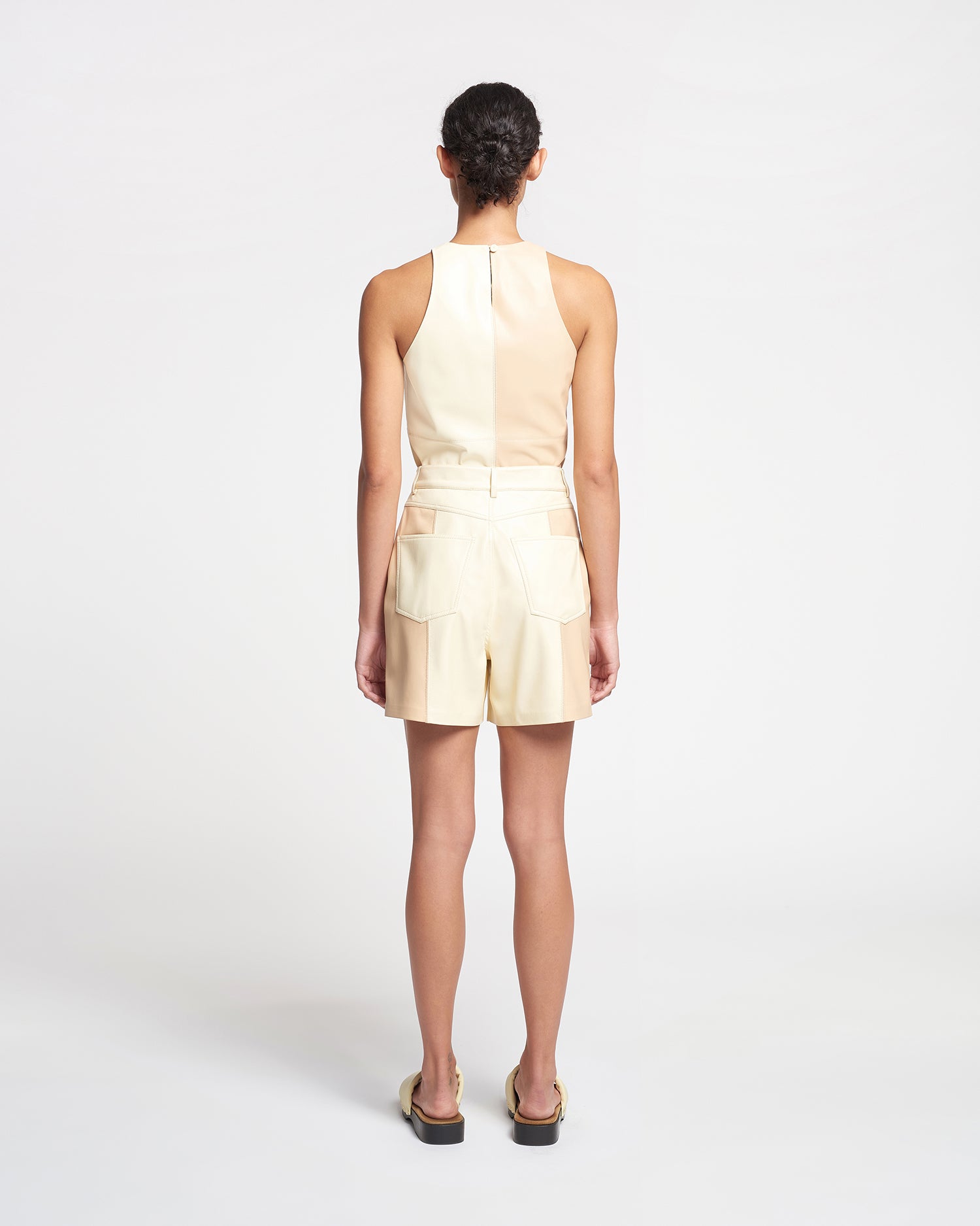 Womens | Leana Alt-Leather Shorts | Egghsell/Vanilla