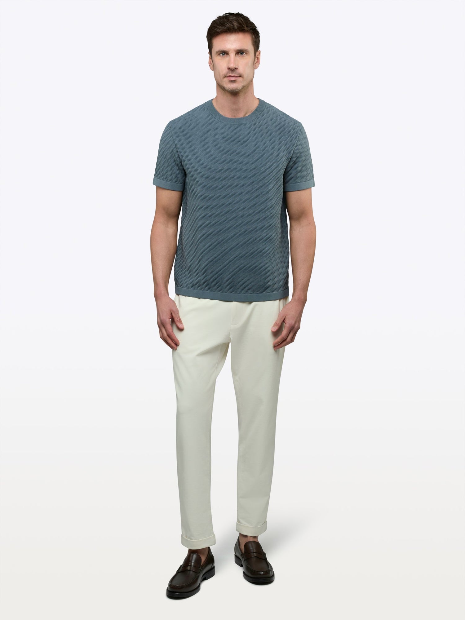 Mens | Riviera Knit Signature-Fit Textured Tee | Naples Blue
