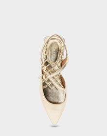 Napoli Flats | Gold Metallic Textured Faux Leather