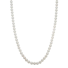 Womens | 6.5-7mm Round White Akoya Pearl | Strand Necklace | 14K Yellow Gold