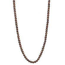Womens | 5-6mm Round Chocolate Freshwater Pearl | Strand Necklace | Nylon Thread