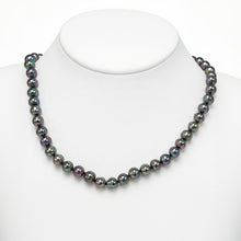 Womens | 6-7mm Round Black Freshwater Pearl | AA Quality Strand Necklace | Nylon Thread