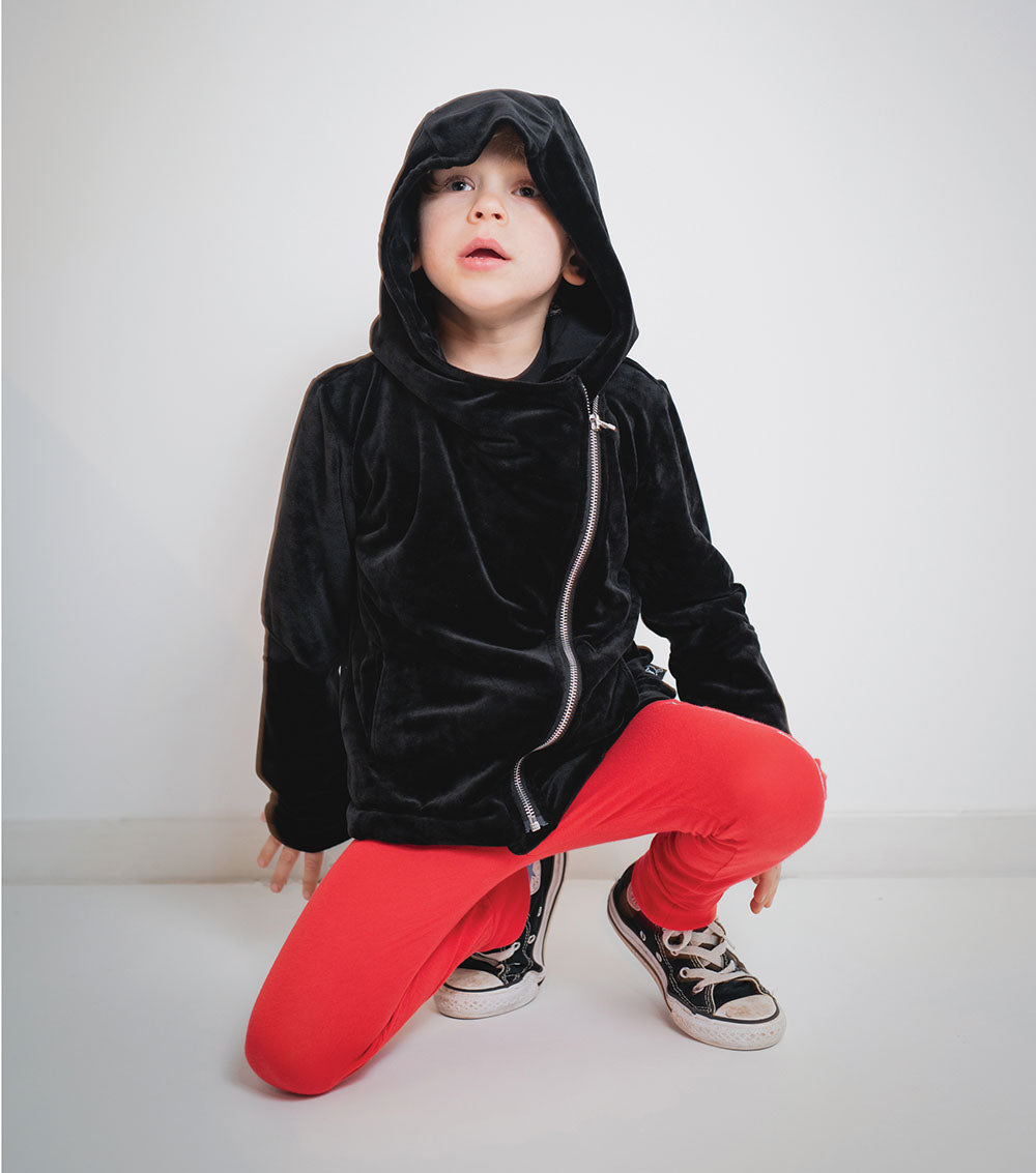 Kid | Velvet Biker Jacket | Black
