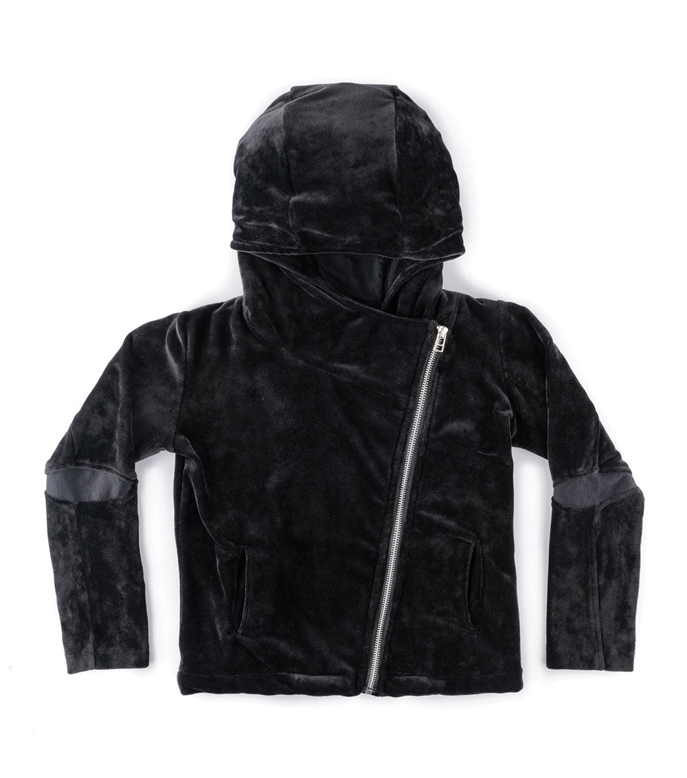 Kid | Velvet Biker Jacket | Black