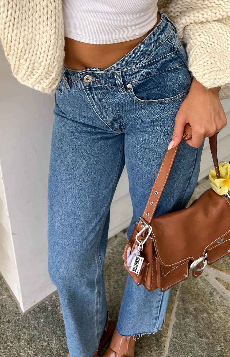 Kansis Uneven Waist Jeans | Blue