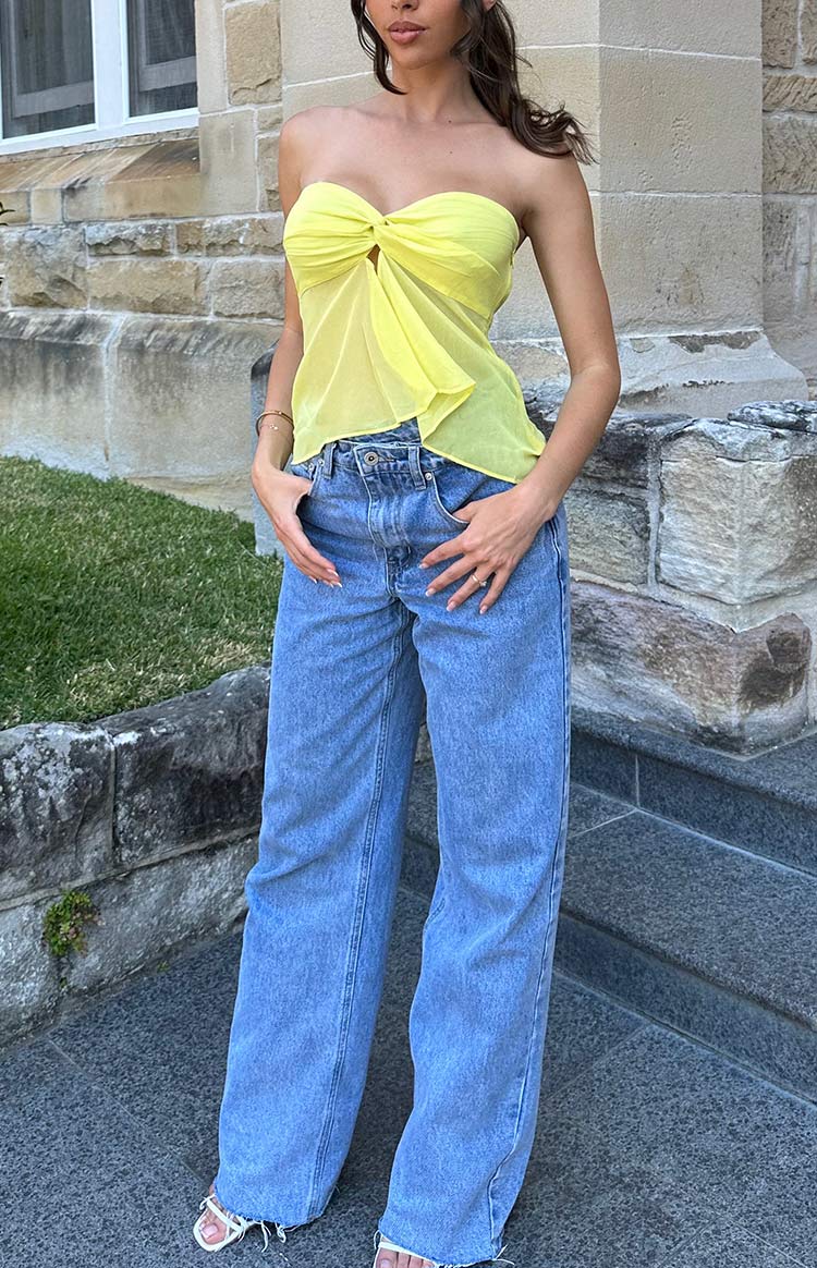 Kansis Uneven Waist Jeans | Blue