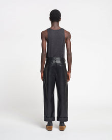 Zayden Regenerated Leather Tapered Pants | Black