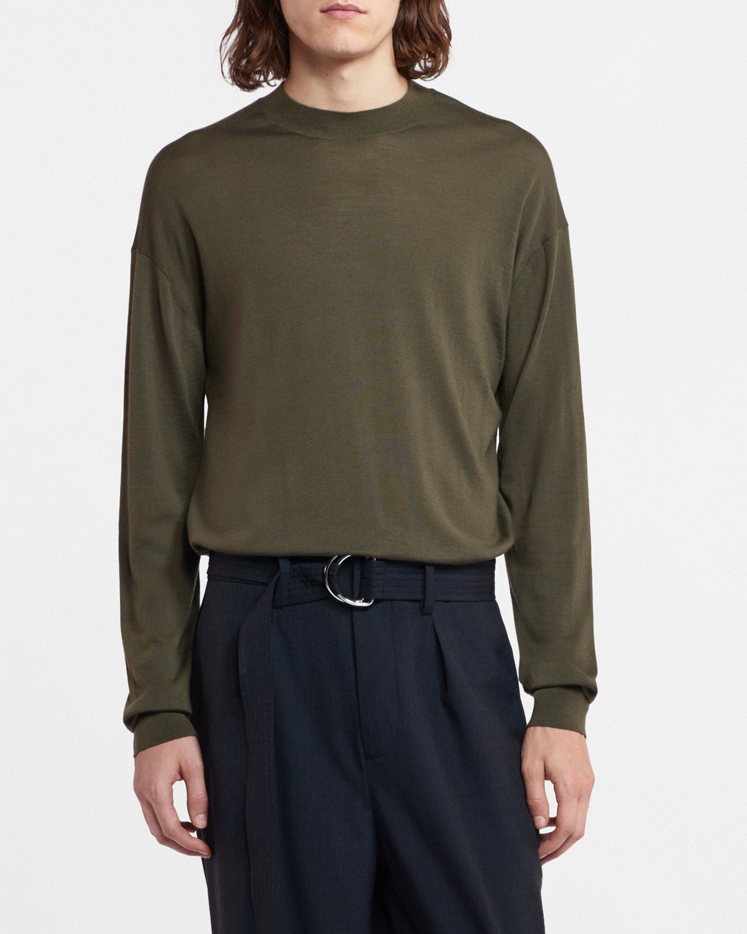 Yossi Merino Wool Sweater | Khaki Knit