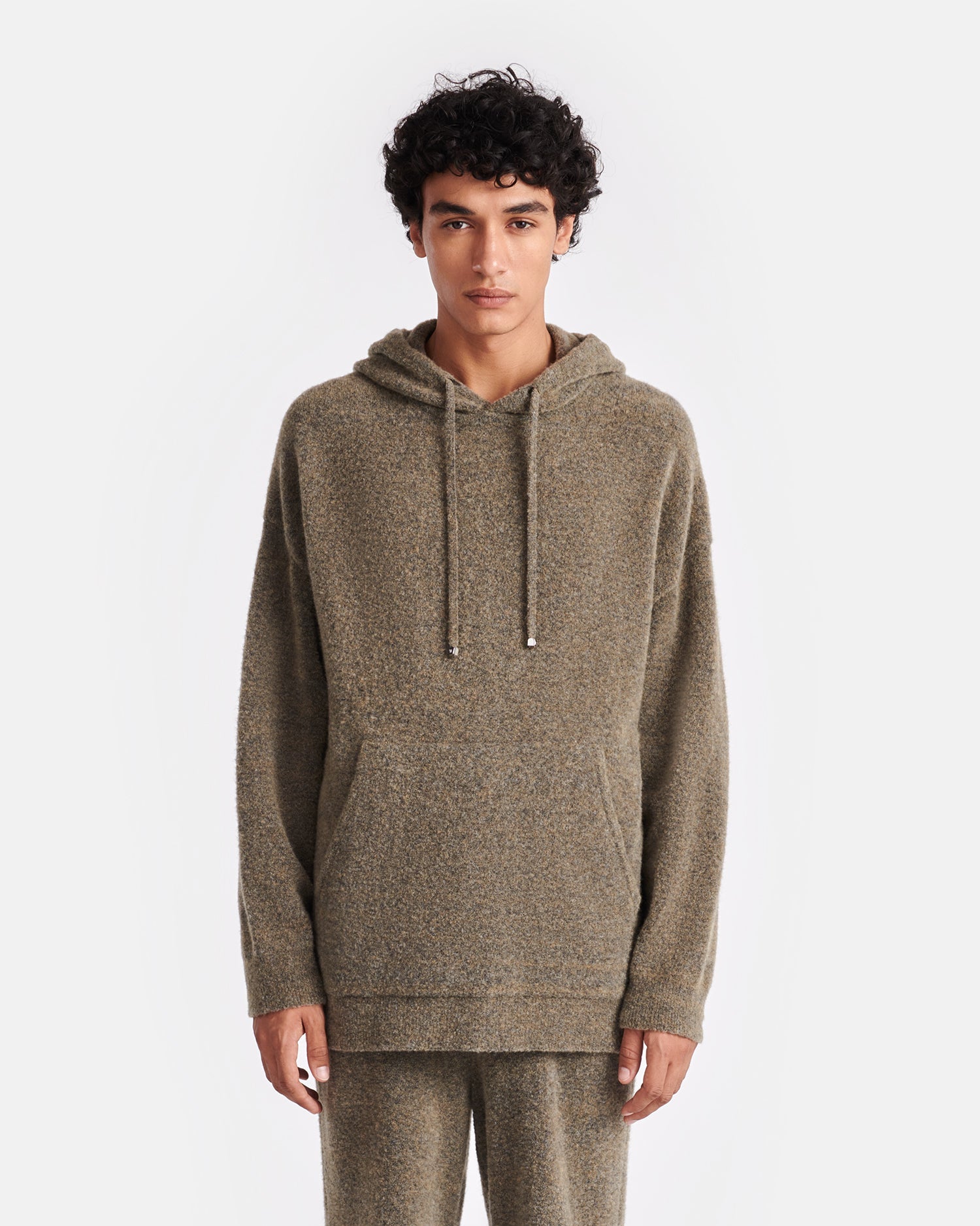 Mens | Ractor Compact Boucle Hoodie | Moss