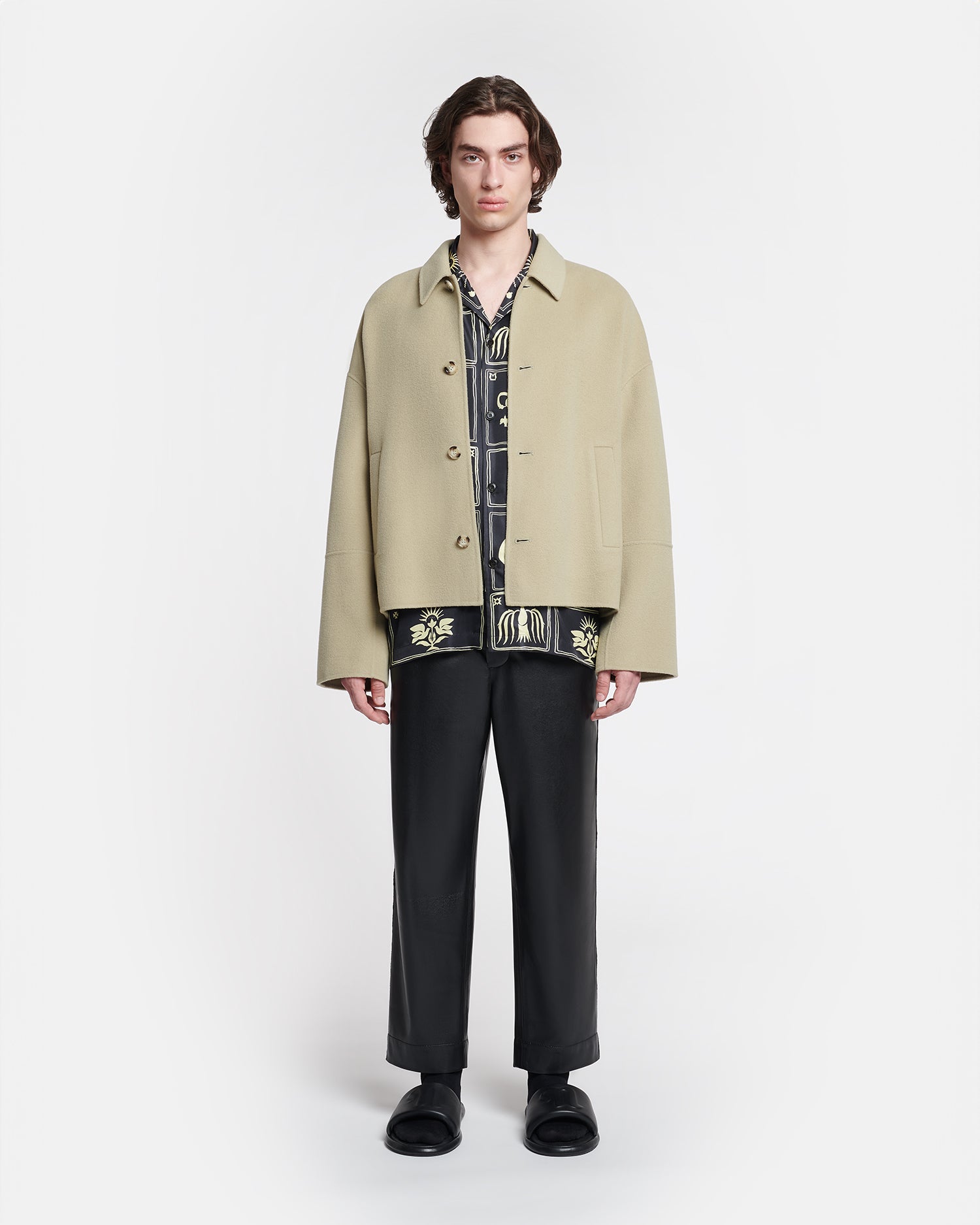 Marcin Double Wool And Silk Blend Jacket | Pale Olive