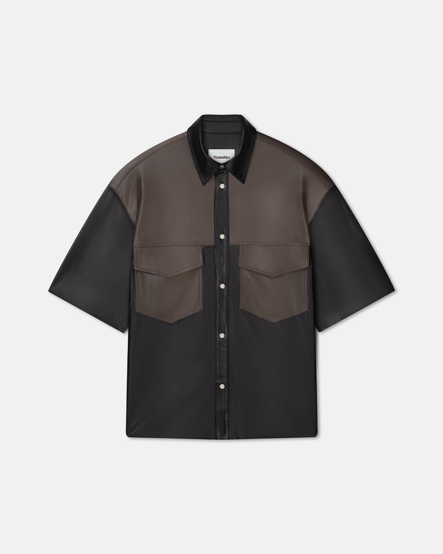 Mance Okobor Alt-Leather Shirt | Shiitake/Black