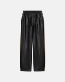 Ceron Raffia-Trimmed Okobor Alt-Leather Pants | Black