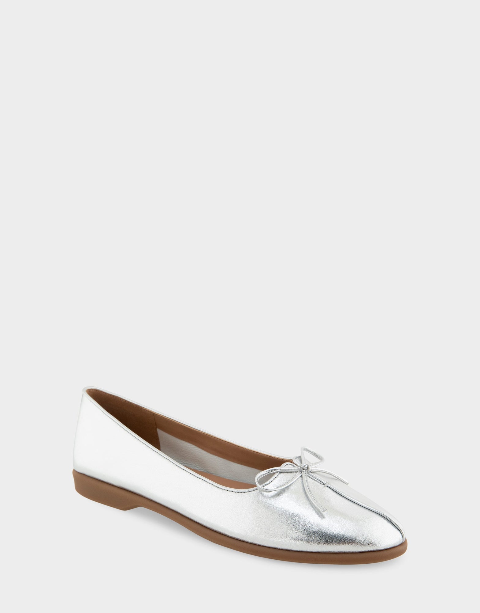 Novia Ballet Flat | Silver Metallic Leather