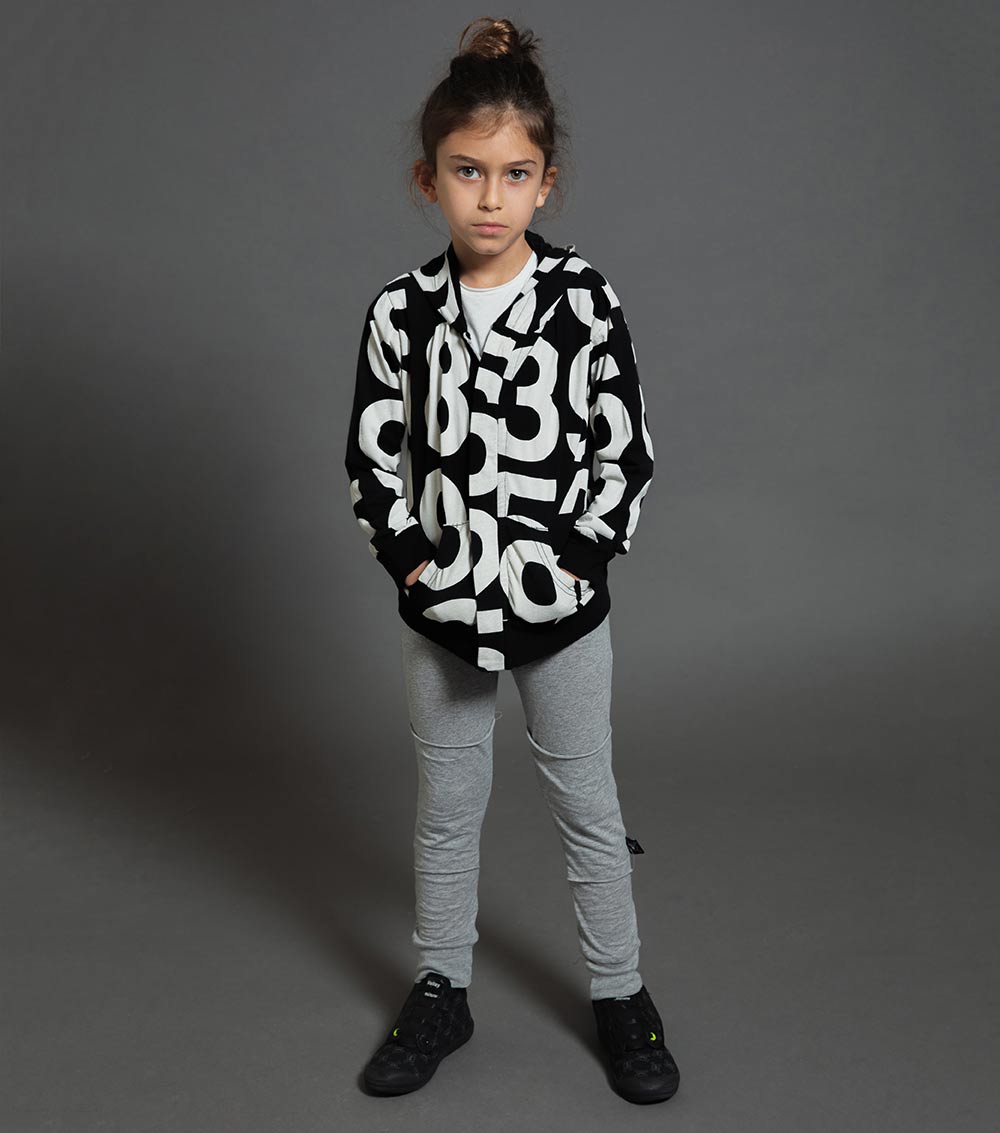 Kid | Numbered Zip Hoodie | Heather Grey