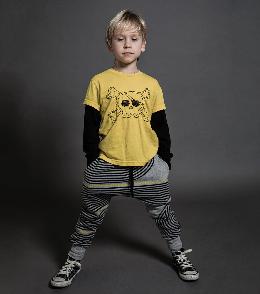 Kid | Embroidered Skull Shirt | Dusty Yellow