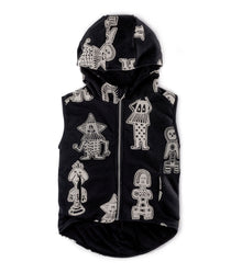 Kid | Tribal Dancers Hooded Vest | Black