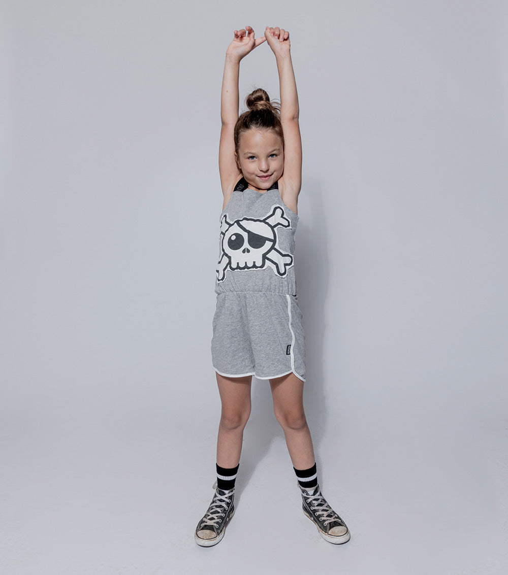 Kid | Skull Patch Tank Overall | Black