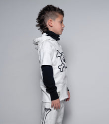 Kid | Skull Twofer Ninja Hoodie | Dirty White
