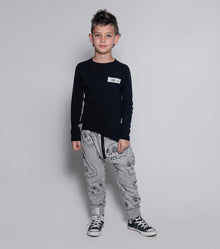 Kid | Scribbled Skulls Baggy Pants | Heather Grey