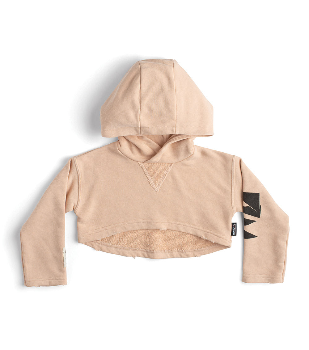 Kid | Cropped Hi-Lo Hoodie | Nude