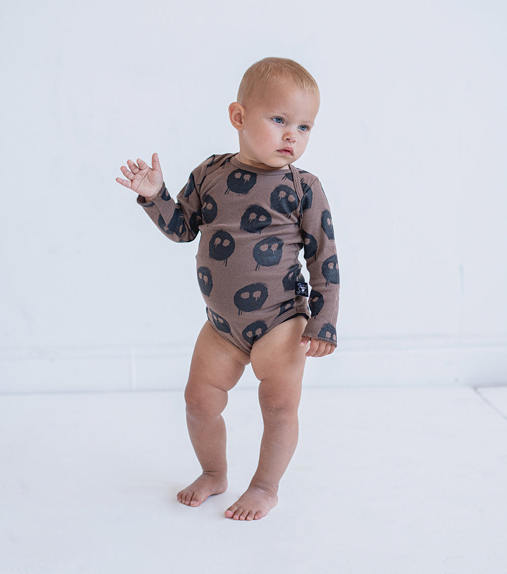 Newborn | Melting Mask Onesie | Heather Grey (V1)