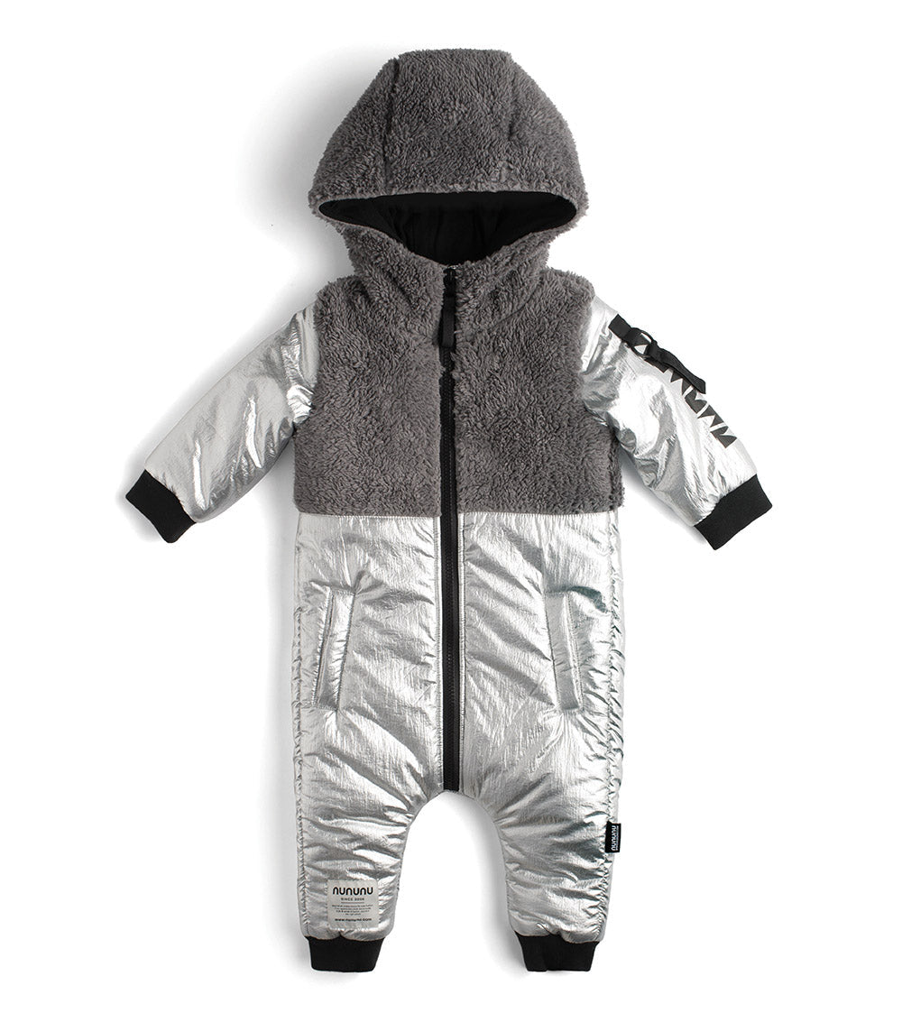 Newborn | Shiny Puffy Overall | Silver