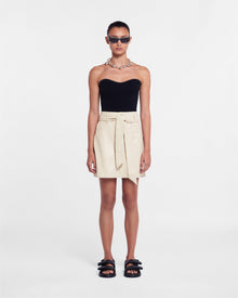 Meda Okobor Alt-Leather Mini Skirt | Creme