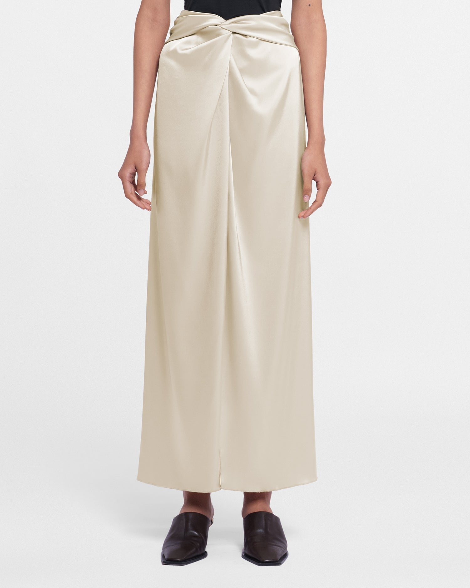 Heida Slip Satin Wrap Skirt | Porcelain