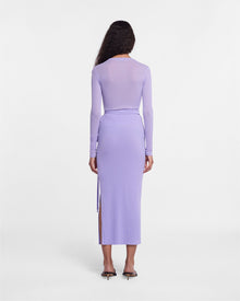 Inaya Mesh-Jersey Wrap Midi Skirt | Lavender