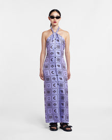 Elima Silk-Twill Halterneck Dress | Kopjafa Lilac