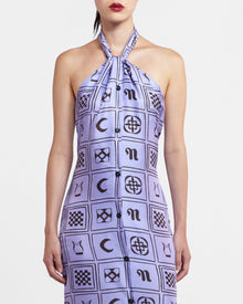 Elima Silk-Twill Halterneck Dress | Kopjafa Lilac