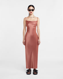 Fiore Slip-Satin Dress | Brown Terra